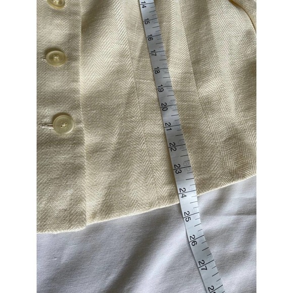 Vintage Lauren Ralph Lauren Nehru Jacket 1990's Sz 14W Ivory White Linen Fitted - Picture 12 of 12